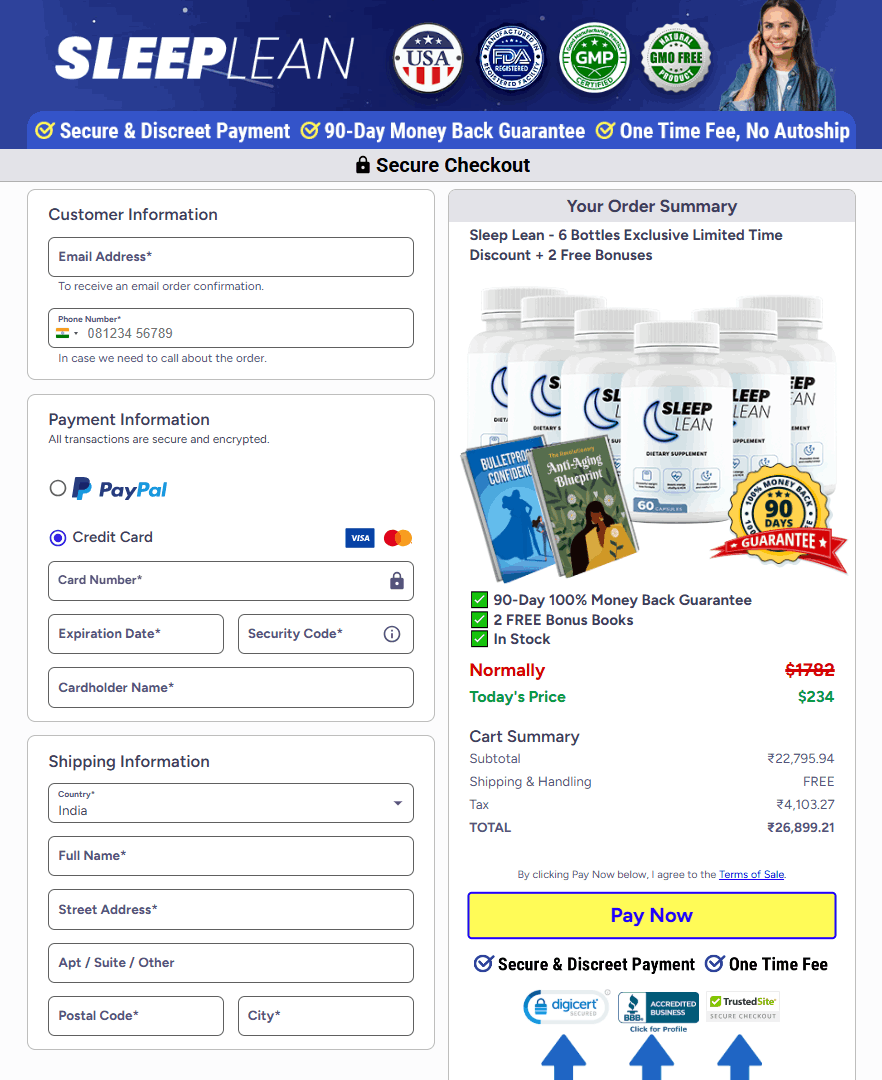 Sleep lean order form